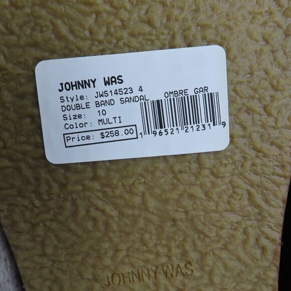 Johnny Was Double Band Leather Sandal Ombre Multicolor Floral Women Size 10 NEW - Picture 9 of 12